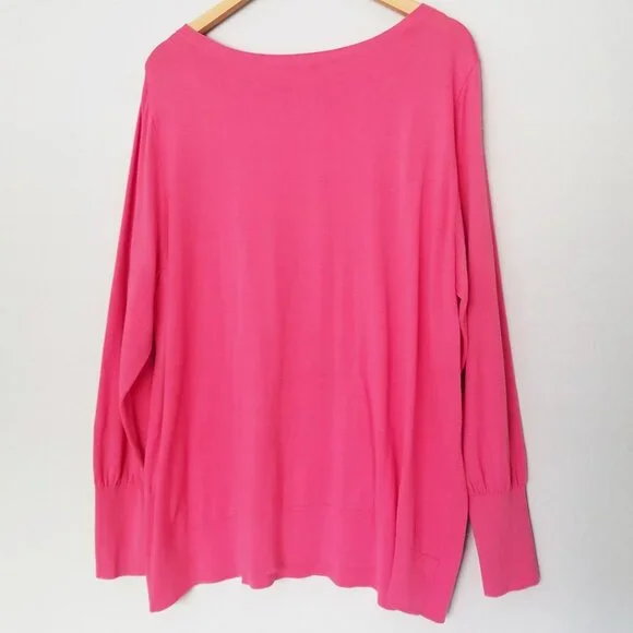 Chico’s Big Heart Pink Pullover Sweater Lightweight Jumper Plus Size XXL $90 - Picture 6 of 16